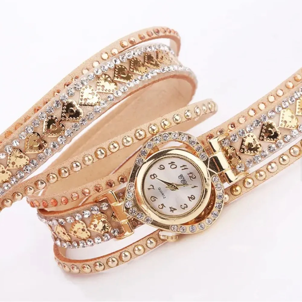 Heart & Rhinestone Watch Bracelet - Picture 3 of 4
